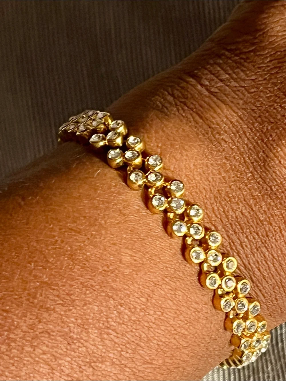 Vintage JBK Gold Tone Clear Rhinestone Tennis Bracelet 7.5” Signed Sparkly